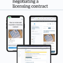 Screenshots of the Reviewing and negotiating a licensing contract a phone, tablet, and laptop