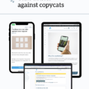 Screenshots of the Take Action against copycats bundle on a phone, tablet, and laptop